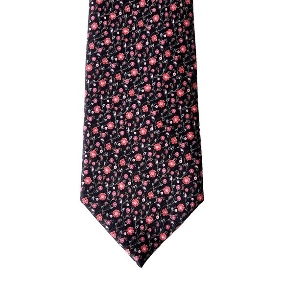 Brioni Necktie 100% Silk Black Floral Multi-color 61L 4W Tie Made in Italy - Picture 8 of 8
